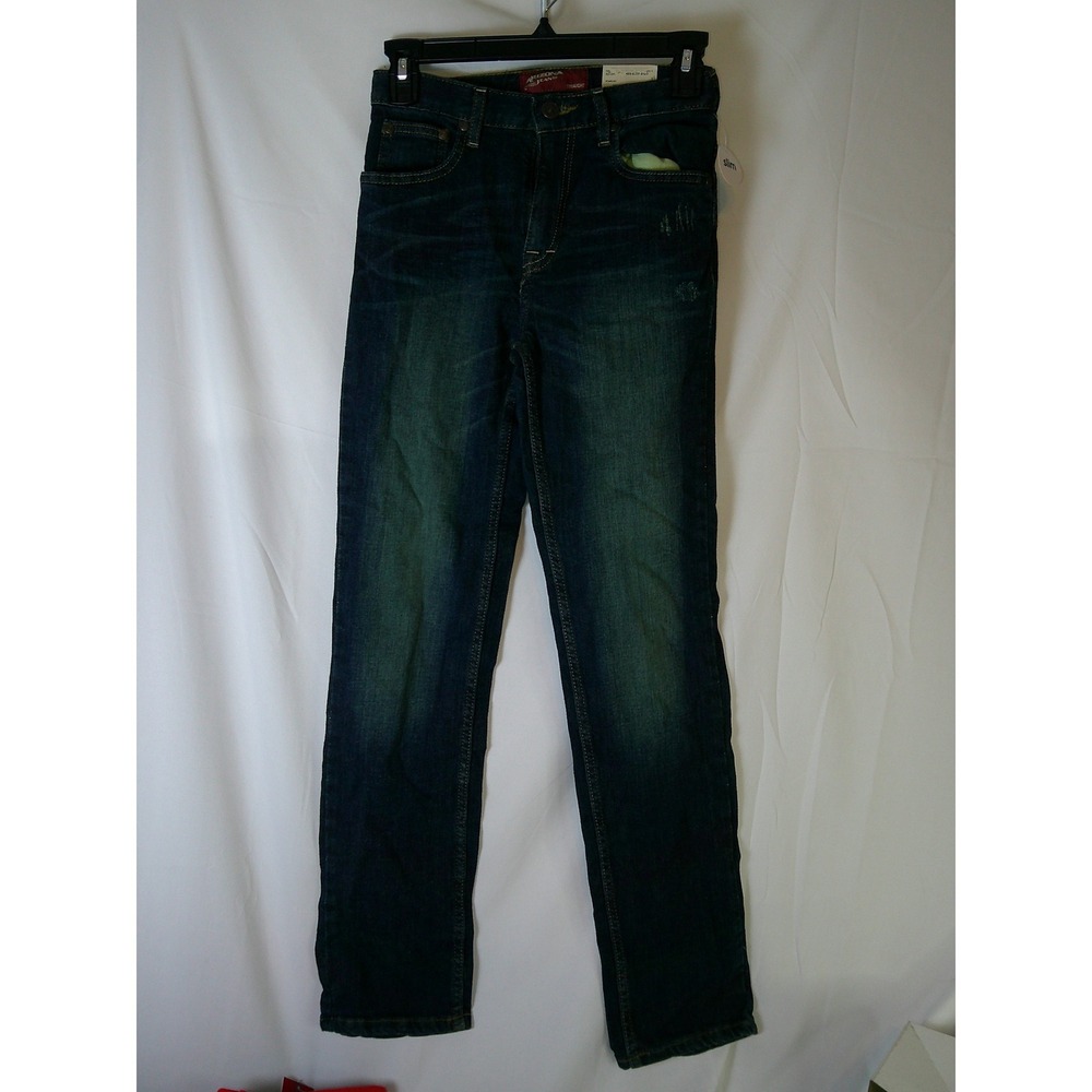 Arizona Jean Co Girls Straight Flex Denim Jeans Dark Wash Slim Fit 16 NWT $40